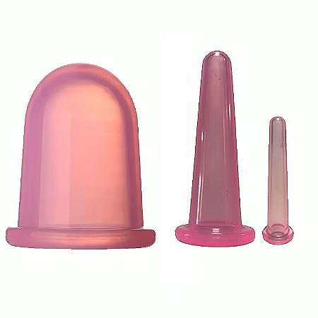 Kit 3 Ventosa Para Massagem Facial E Corporal Vácuo Silicone