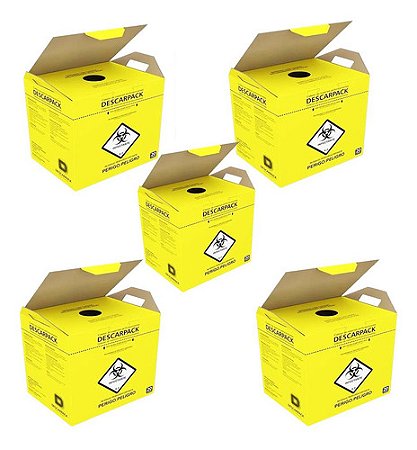 5 Caixas Coletora P/ Material Perfurocortante 20l Descarpack