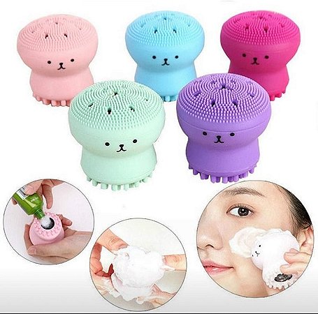 Esponja De Silicone Limpeza Facial Esfoliante Formato Polvo