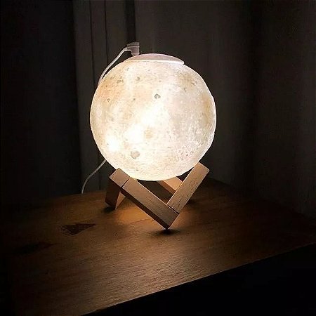 Umidificador Lua Cheia 3d Ultrassônico Usb Difusor De Aroma