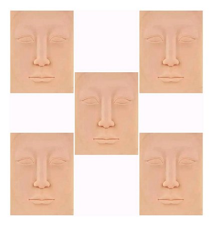 5 Peles Rosto Sintético 3d Treino De  Micropigmentação