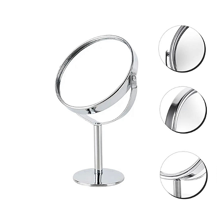 Espelho Aumento Mesa Duplo Metal Portátil Maquiagem Cílios