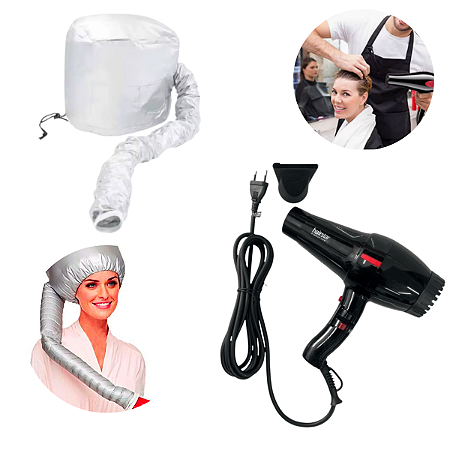 Secador Cabelo Pro Ion Cerâmica Touca Difusor Térmica Cachos