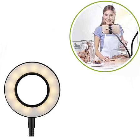 Iluminador De Luz Mesa Led Suporte P/ Celular 9cm Usb