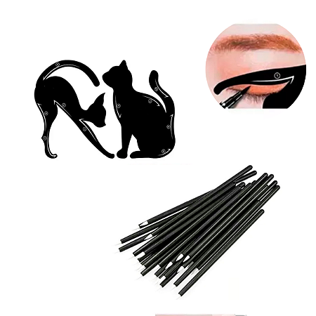 Molde Delineado Olho Gatinho Sombra Make + Pincel Ponta Fina