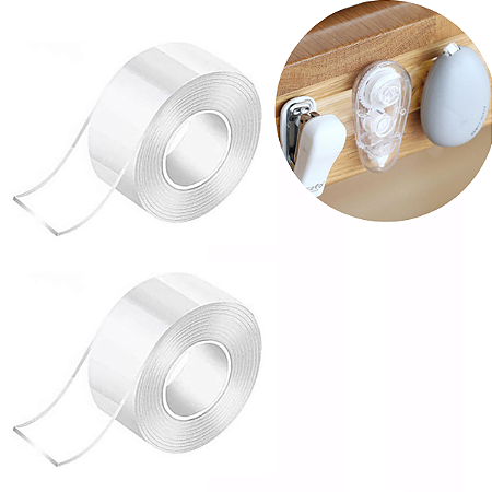 2 Fita Dupla Face Resistente Extra Forte Lavável 1 Metro