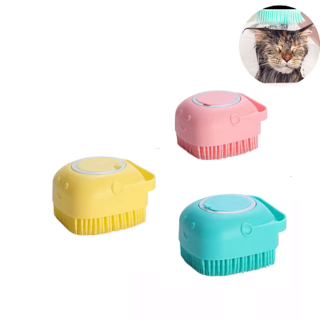 Escova Dispenser Shapoo Pet Pentea Lava Pelos Cachorro Gato