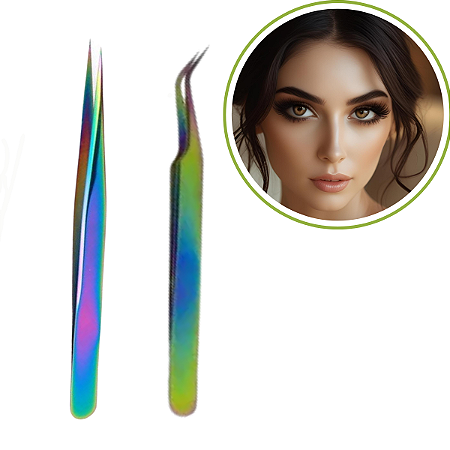 Kit Pinça Curva E Reta Cílios Fruta Cor - 2 Unidades