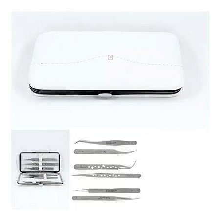 Kit C/  6 Pinças P/ Designer Lash Premium Estojo Nagaraku