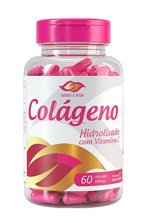 Colágeno Hidrolisado com Vitamina C, 60 Cápsulas, 300 mg