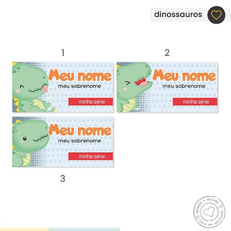 ETIQUETA ESCOLAR Dinossauros 3 - Recortes e Fricotes