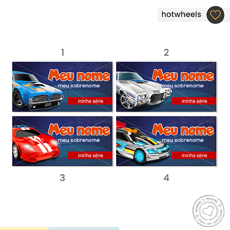 ETIQUETA ESCOLAR  Hotwheels