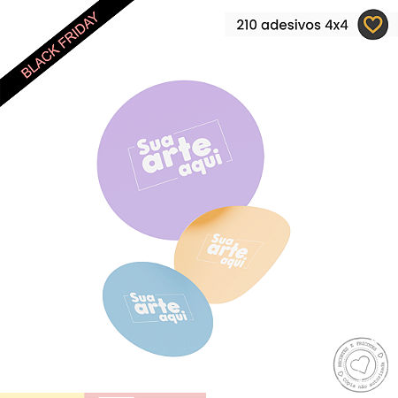 210 adesivos redondos 4x4cm
