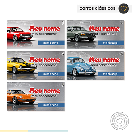 ETIQUETA ESCOLAR Carros Clássicos