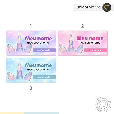 ETIQUETA ESCOLAR Unicórnio V2