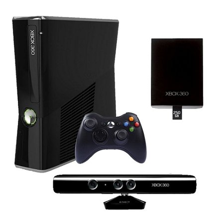 Xbox 360 Slim 250GB 1 Controle e Kinect Seminovo