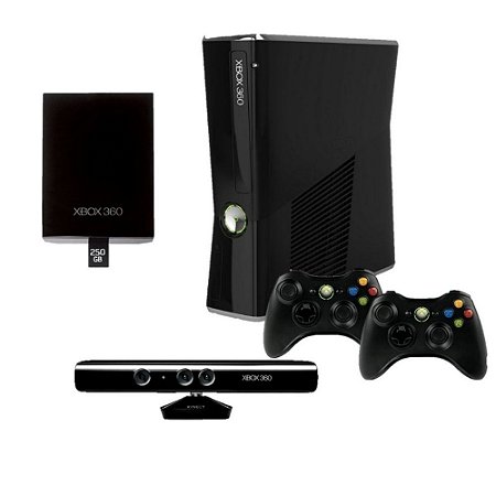 Console XBOX 360 500GB + Kinect Sensor + 2 Jogos + Controle sem Fio