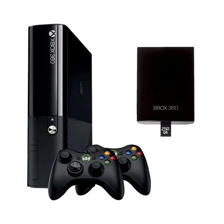 Microsoft Xbox 360 Super Slim 250gb + 3 Jogos 2 Controles Standard