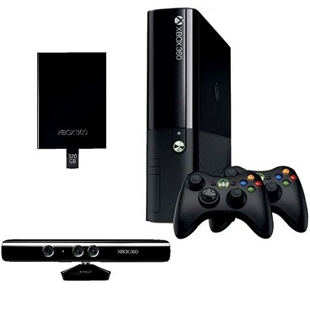 Xbox 360 Super Slim 320GB 2 Controles e Kinect Seminovo