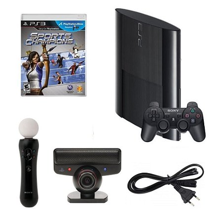 Playstation 3 Super Slim 320GB 2 Controles/Câmera Eye/Jogo Seminovo