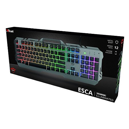 Teclado Gamer Cinza Esca GXT 853 Trust Novo