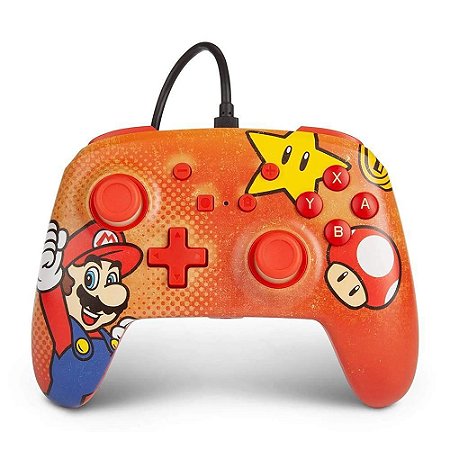 Controle Wired Mario Vintage Nintendo Switch Novo