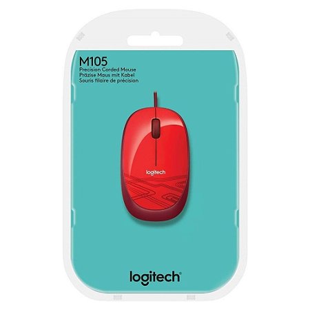 Mouse Vermelho Com Fio M105 Logitech Novo