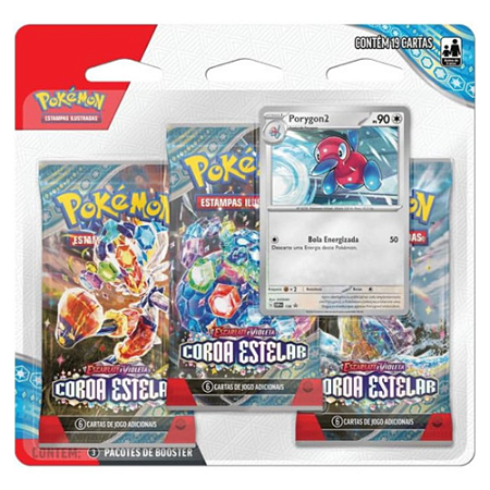 Triple Pack Pokemon Porygon2 Escarlate e Violeta 7 Coroa Estelar Novo