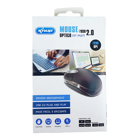 Mouse Óptico com Fio Knup KP-M611 Novo