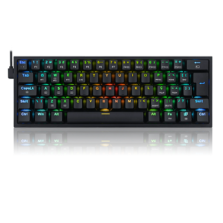 Teclado Mecanico Gamer Fizz Pro RGB Preto Switch Marrom Redragon Novo