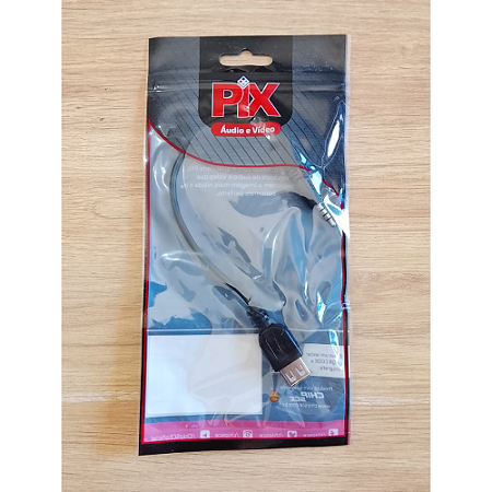 Cabo de Áudio e Vídeo P3 Estéreo + USB Fêmea PIX Novo