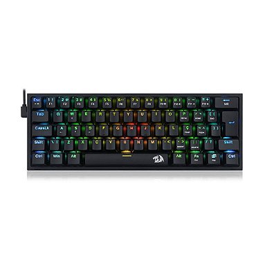 Teclado Mecânico Gamer Fizz Pro RGB Preto Switch Azul Novo