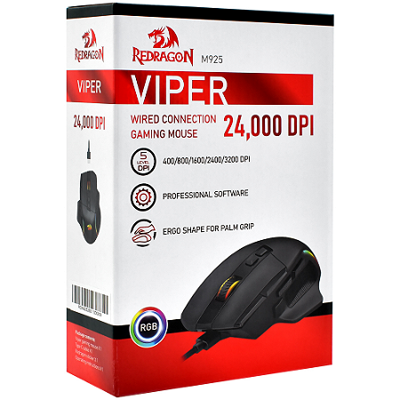 Mouse Gamer Viper M925 Preto Redragon Novo