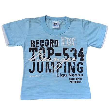 Camiseta de Algodão Infantil Menino Manga Curta  Azul