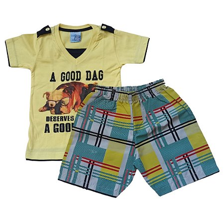 Conjunto Infantil Masculino Camiseta Manga Curta e Bermuda