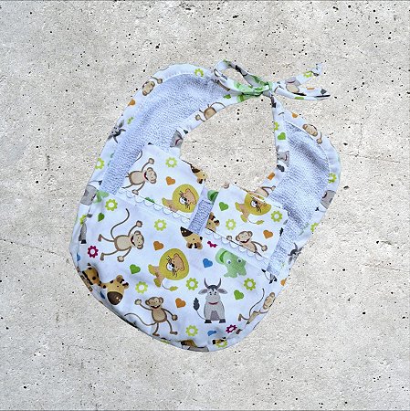 Babador com 2 Toalhinhas de Boca - Enxoval de Bebê - Safari