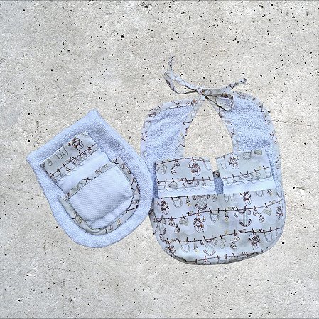 Kit Babador Regurgitador e Toalhinhas de Boca | Enxoval de Bebê | Tema Varal