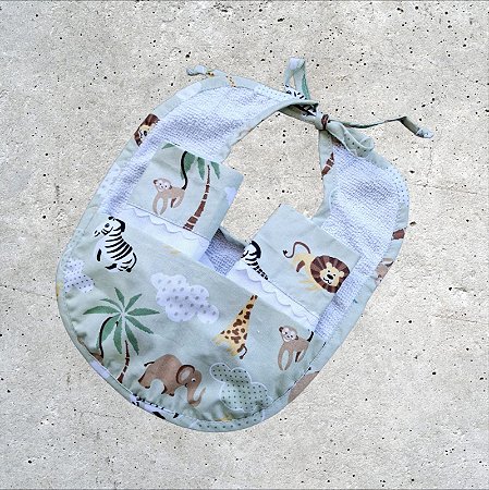 Babador com 2 Toalhinhas de Boca | Enxoval de Bebê | Tema Safari