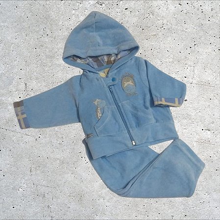 Conjunto Casaco e Calça Plush Bebê Masculino