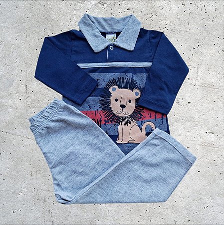 Conjunto Blusa Manga Longa e Calça Moletinho Bebê Masculino