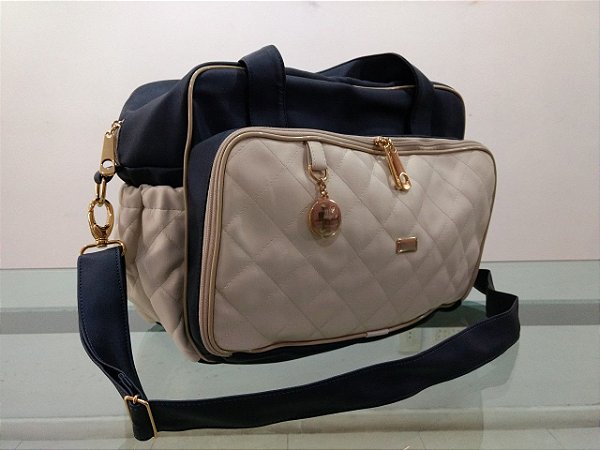 Bolsa Maternidade Classic - Azul Marinho Off White - Villa BB