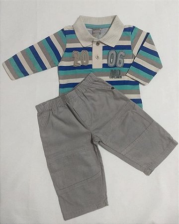 Conjunto Blusa Malha e Calça Veludo - Bebê - Masculino