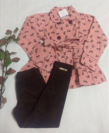 Conjunto Trench Coat e Legging  Infantil Menina