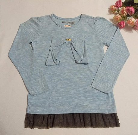 Batinha Infantil Menina Manga Longa Laço e Babado Tule