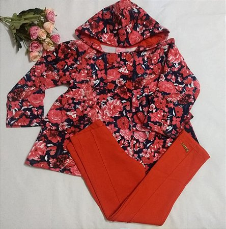 Conjunto Casaco Moletom e Legging - Vermelho - Infantil Menina