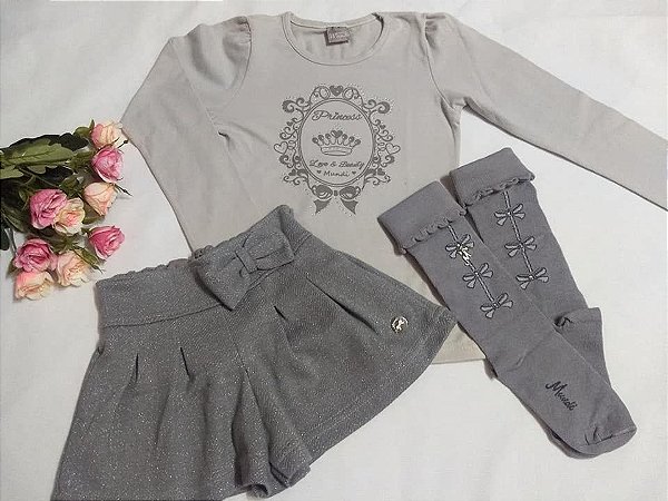 Conjunto Blusa Cotton e Short Brilhinhos - Infantil Menina