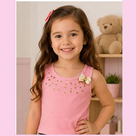 Blusa Regata Infantil Feminina Rosa