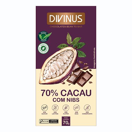 Chocolate 70% Cacau com Nibs