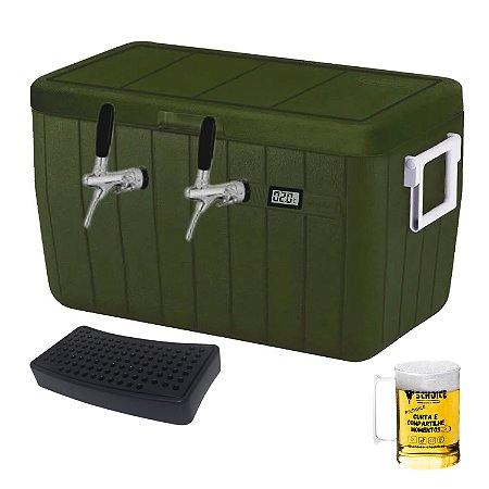 Chopeira Gelo 45l Coleman Verde Militar Duas Vias- Serpentina Dupla + Torneira Italiana Chopp + Brinde