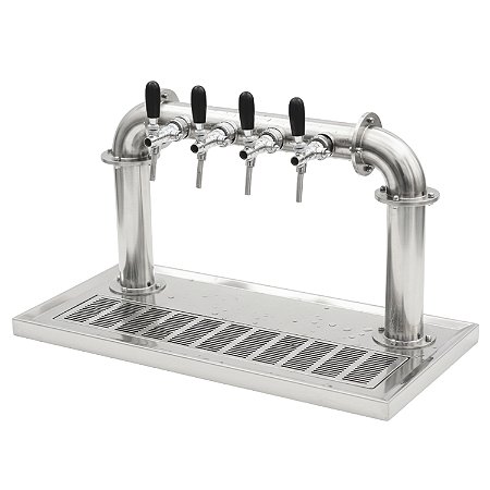 Torre Trave Inox com recirculação 4vias torneiras Italiana + Bandeja Inox modelo base